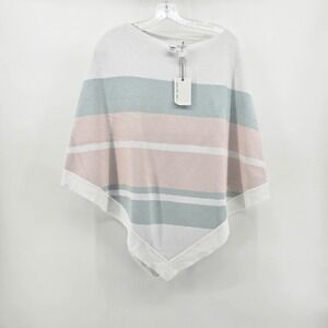 Barefoot Dreams CozyChic Ultra Lite Ocean Breeze Poncho Pink Multi Stripe NWT